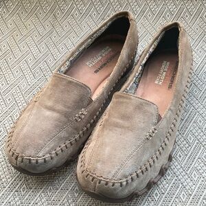 Skechers Brown Leather Upper Balance Loafers with Moccasin Stitching Size 7.5